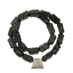 Carved Ebony Silver Bracelet | Wabi Sabi Grounding 4 - Buddha Bodhis Carved Ebony Silver Bracelet Wabi Sabi Grounding