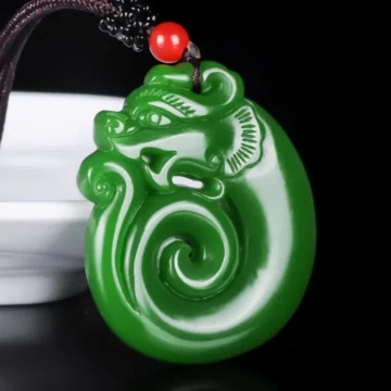 Natural Blue Aura Jadeite Thousand-Hand Kwan Yin & Dragon Pendant | Eternal Protection 2 - Buddha Bodhis Carved Jade Dragon Pendant for Power