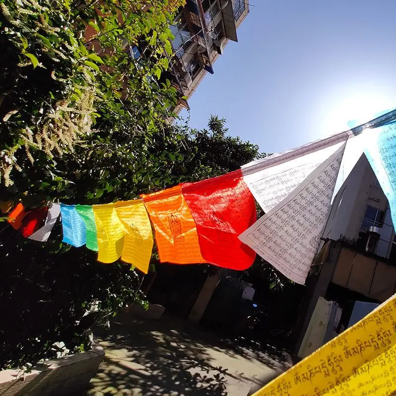 1 - Buddha Bodhis Hanging Prayer Flags Indoors for Feng Shui