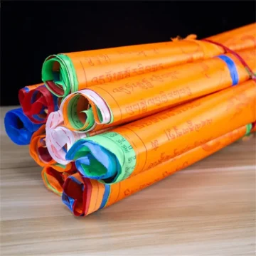 2 - Buddha Bodhis Colorful Tibetan Prayer Flags Flying in the Wind