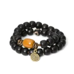 Dzi Bead Ebony Bracelet | Yellow Jade Prosperity Amulet 4 - Buddha Bodhis Dzi Bead Ebony Bracelet Yellow Jade Prosperity Amulet
