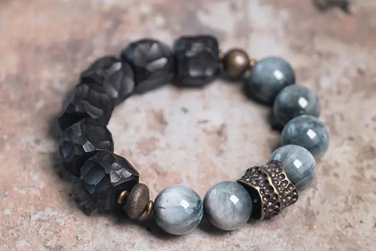 Eagle Eye Stone Bracelet & Ebony | Grounded Vision Jewelry 5 - Buddha Bodhis Eagle Eye Stone Bracelet & Ebony Grounded Vision Jewelry