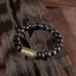 Ebony Wood Bracelet | Hammered Brass Grounding Jewelry - Buddha Bodhis Ebony Wood Bracelet Hammered Brass Grounding Jewelry