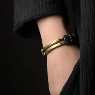 Ebony and Brass Bar Bracelet Architectural Zen Jewelry