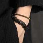 Ebony and Brass Bracelet Set | Zen Balance & Grounding 1 - Buddha Bodhis Ebony and Brass Bracelet Set Zen Balance & Grounding