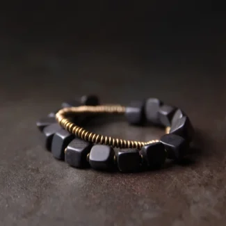 Ebony and Brass Bracelet Set Zen Balance & Grounding
