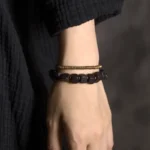 Ebony and Brass Bracelet Set | Zen Balance & Grounding 3 - Buddha Bodhis Ebony and Brass Bracelet Set Zen Balance & Grounding
