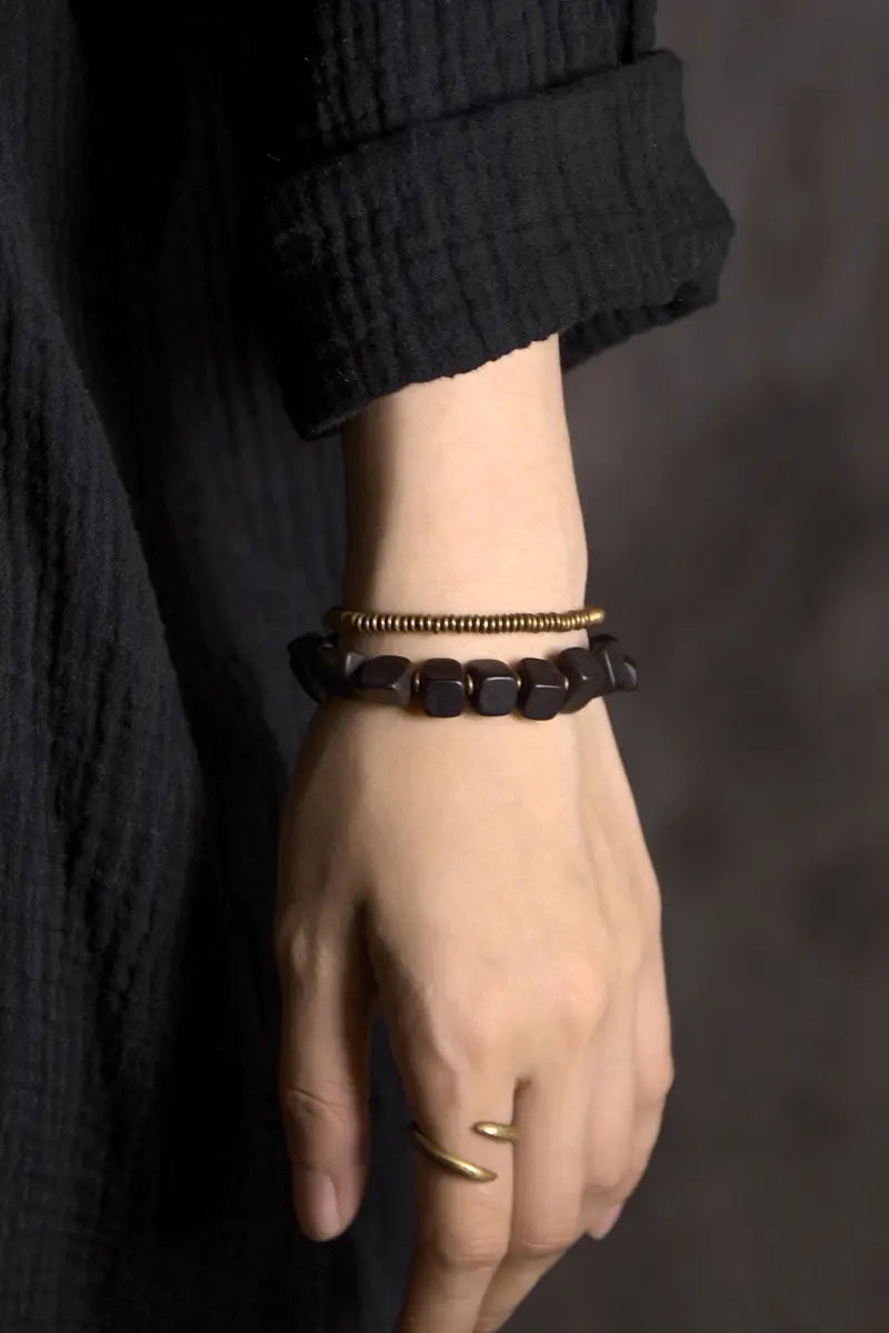 Ebony and Brass Bracelet Set Zen Balance & Grounding (4) Ebony and Brass Bracelet Set Zen Balance & Grounding