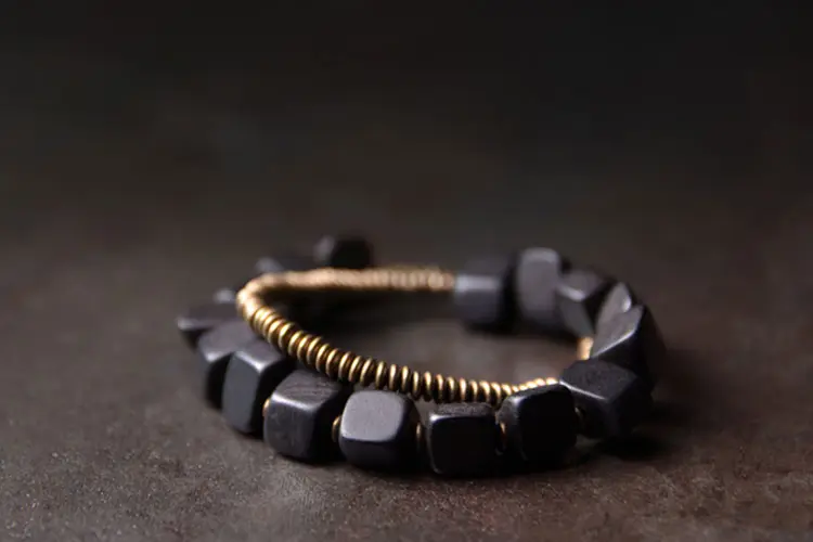 Ebony and Brass Bracelet Set | Zen Balance & Grounding 5 - Buddha Bodhis Ebony and Brass Bracelet Set Zen Balance & Grounding