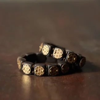 Ebony and Brass Shield Bracelet Spiritual Armor Jewelry