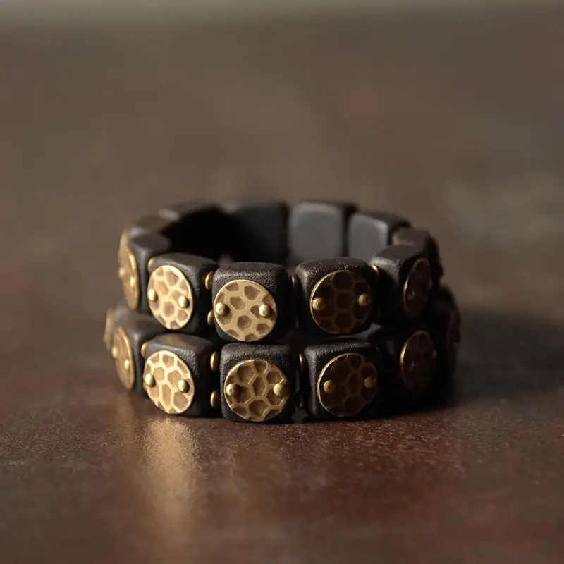 Ebony and Brass Shield Bracelet Spiritual Armor Jewelry (2) Ebony and Brass Shield Bracelet Spiritual Armor Jewelry