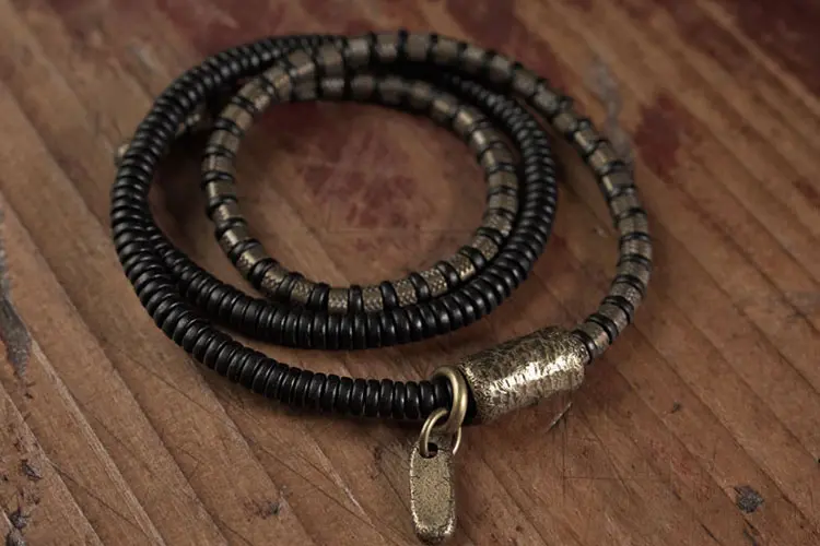 Ebony and Brass Wrap Bracelet | Wabi Sabi Grounding Jewelry 5 - Buddha Bodhis Ebony and Brass Wrap Bracelet Wabi Sabi Grounding Jewelry