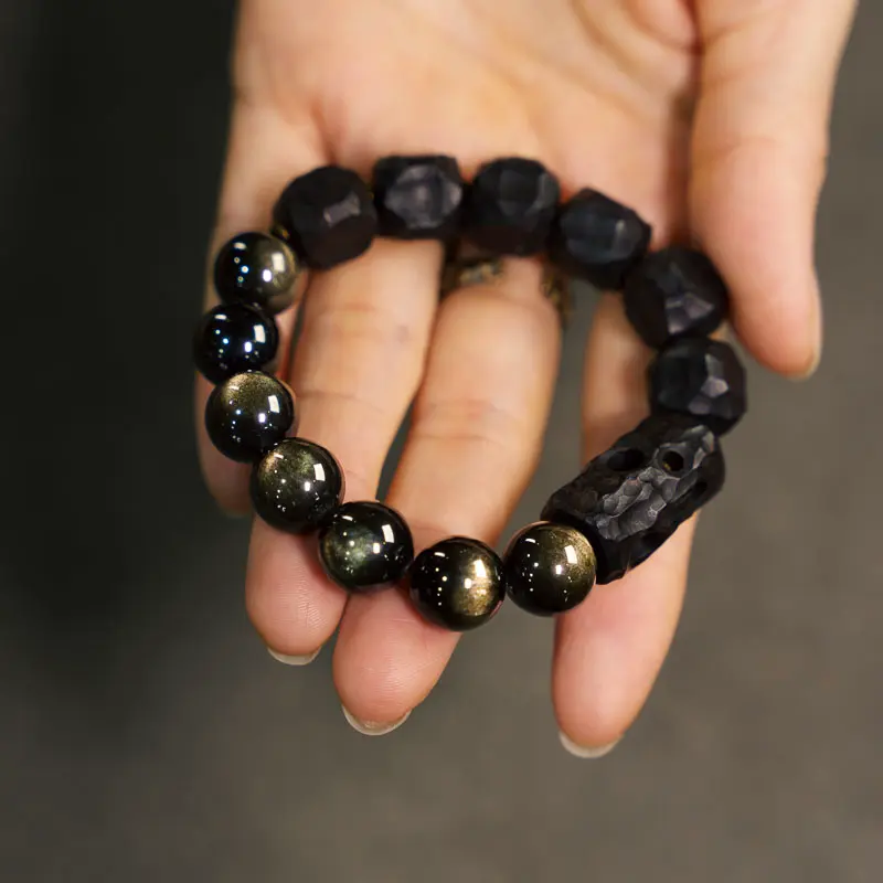 Golden Obsidian Ebony Bracelet Grounded Vision Jewelry (2) Golden Obsidian Ebony Bracelet Grounded Vision Jewelry