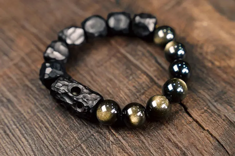 Golden Obsidian Ebony Bracelet | Grounded Vision Jewelry 5 - Buddha Bodhis Golden Obsidian Ebony Bracelet Grounded Vision Jewelry