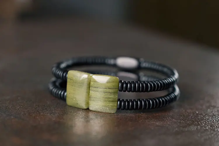 Green Silk Jade Ebony Bracelet | Modern Zen Jewelry 5 - Buddha Bodhis Green Silk Jade Ebony Bracelet Modern Zen Jewelry