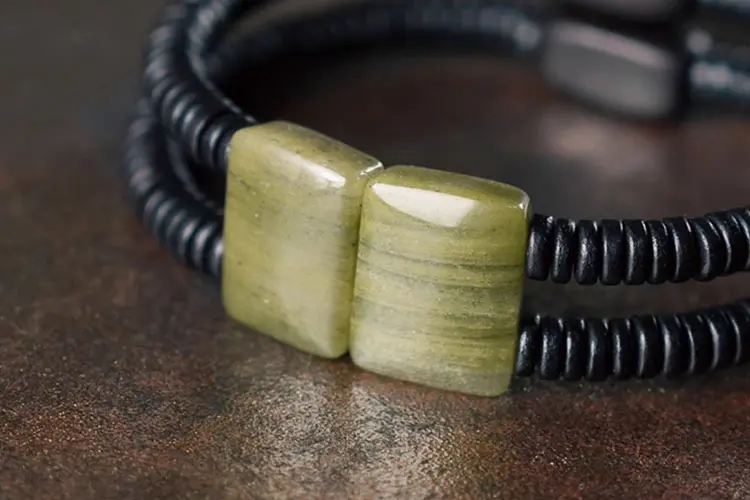 Green Silk Jade Ebony Bracelet | Modern Zen Jewelry 6 - Buddha Bodhis Green Silk Jade Ebony Bracelet Modern Zen Jewelry