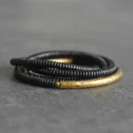 Hammered Brass Ebony Bracelet | Wabi Sabi Wrap Jewelry - Buddha Bodhis Hammered Brass Ebony Bracelet Wabi Sabi Wrap Jewelry