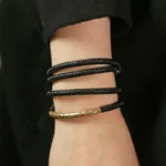 Hammered Brass Ebony Bracelet | Wabi Sabi Wrap Jewelry 1 - Buddha Bodhis Hammered Brass Ebony Bracelet Wabi Sabi Wrap Jewelry