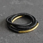 Hammered Brass Ebony Bracelet | Wabi Sabi Wrap Jewelry 2 - Buddha Bodhis Hammered Brass Ebony Bracelet Wabi Sabi Wrap Jewelry