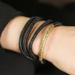 Hammered Brass Ebony Bracelet | Wabi Sabi Wrap Jewelry 3 - Buddha Bodhis Hammered Brass Ebony Bracelet Wabi Sabi Wrap Jewelry