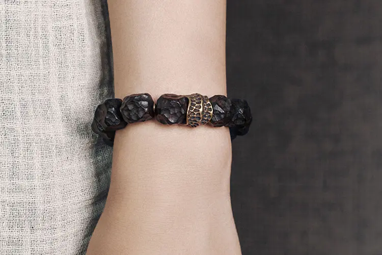 Hand-Carved Ebony Bracelet | Spiritual Armor Jewelry 7 - Buddha Bodhis Hand-Carved Ebony Bracelet Spiritual Armor Jewelry