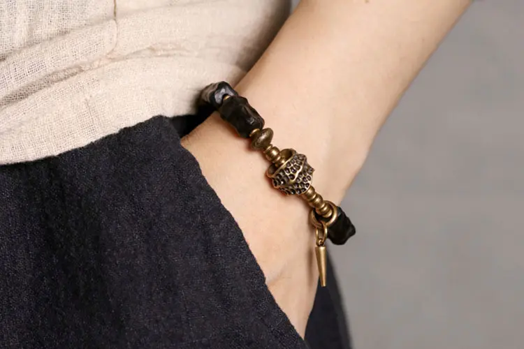 Hand-Carved Ebony Bracelet | Spiritual Armor Jewelry 7 - Buddha Bodhis Hand-Carved Ebony Bracelet Spiritual Armor Jewelry