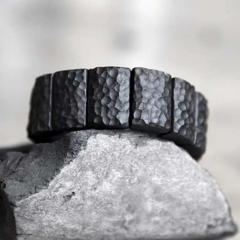 Hand-Carved Ebony Bracelet Wabi Sabi Grounding Jewelry (1) Hand-Carved Ebony Bracelet Wabi Sabi Grounding Jewelry