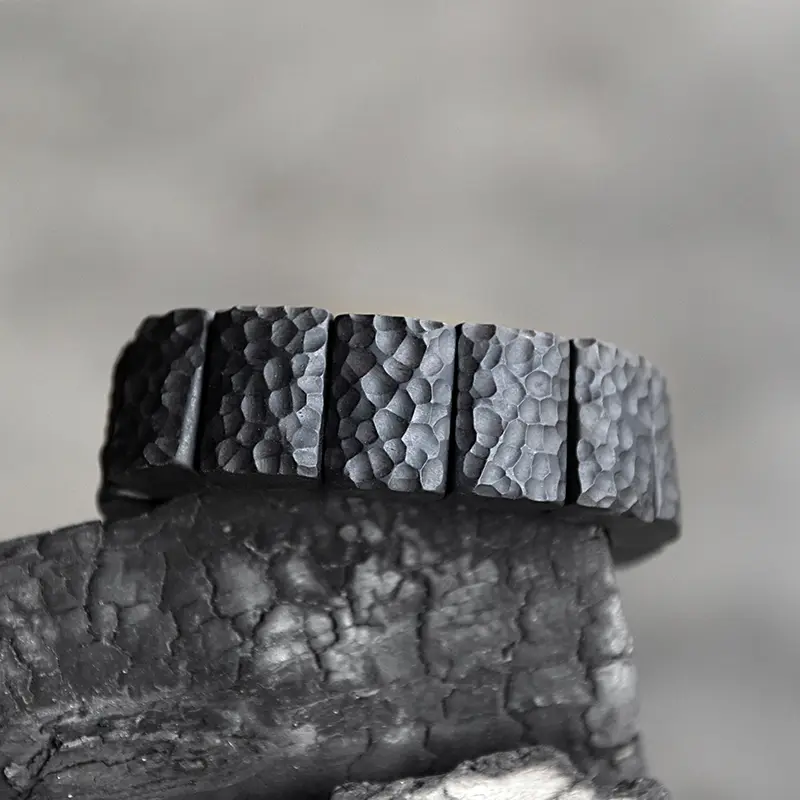 Hand-Carved Ebony Bracelet Wabi Sabi Grounding Jewelry (2) Hand-Carved Ebony Bracelet Wabi Sabi Grounding Jewelry