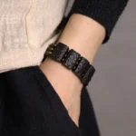 Hand-Carved Ebony Brass Bracelet | Wabi Sabi Grounding 1 - Buddha Bodhis Hand-Carved Ebony Brass Bracelet Wabi Sabi Grounding
