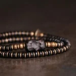 Hand-Carved Ebony Wrap Bracelet | Wabi Sabi Grounding 3 - Buddha Bodhis Hand-Carved Ebony Wrap Bracelet Wabi Sabi Grounding