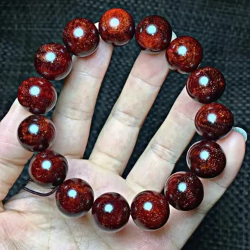 1 - Buddha Bodhis High Grade Small Leaf Red Sandalwood with Gold Stars