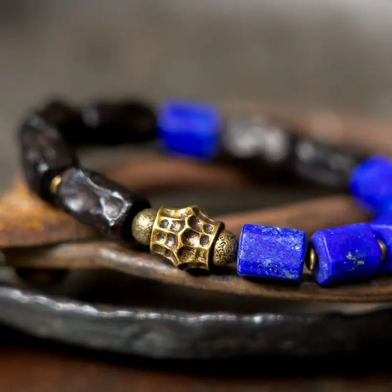 Lapis Lazuli Ebony Bracelet Grounded Wisdom Jewelry (3) Lapis Lazuli Ebony Bracelet Grounded Wisdom Jewelry
