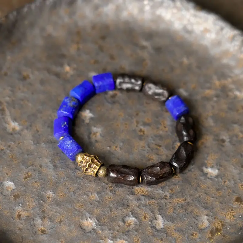 Lapis Lazuli Ebony Bracelet Grounded Wisdom Jewelry (4) Lapis Lazuli Ebony Bracelet Grounded Wisdom Jewelry
