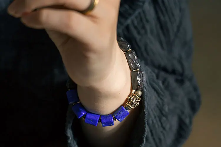 Lapis Lazuli Ebony Bracelet | Grounded Wisdom Jewelry 7 - Buddha Bodhis Lapis Lazuli Ebony Bracelet Grounded Wisdom Jewelry
