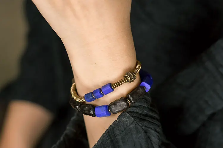Lapis Lazuli Ebony Bracelet Set | Grounded Wisdom 8 - Buddha Bodhis Lapis Lazuli Ebony Bracelet Set Grounded Wisdom