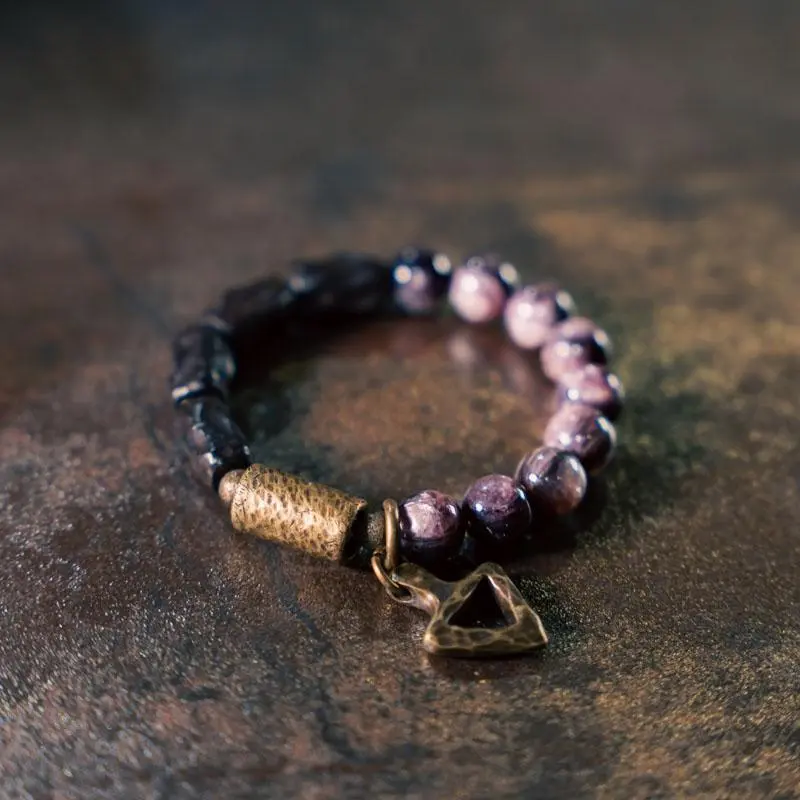 Lepidolite and Ebony Bracelet Grounded Tranquility Jewelry (1) Lepidolite and Ebony Bracelet Grounded Tranquility Jewelry