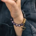Lepidolite and Ebony Bracelet | Grounded Tranquility Jewelry 1 - Buddha Bodhis Lepidolite and Ebony Bracelet Grounded Tranquility Jewelry