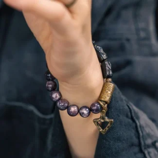 Lepidolite and Ebony Bracelet Grounded Tranquility Jewelry