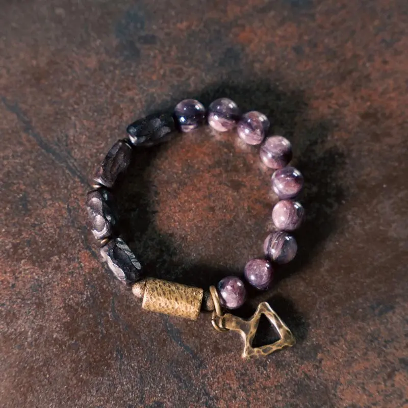 Lepidolite and Ebony Bracelet Grounded Tranquility Jewelry (4) Lepidolite and Ebony Bracelet Grounded Tranquility Jewelry