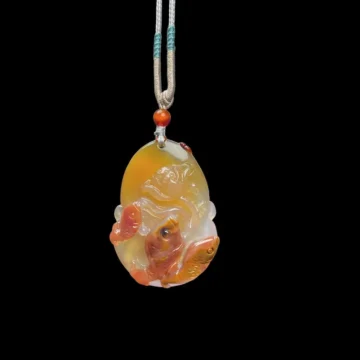 Handcrafted Natural Red Cinnabar & Lapis Lazuli Bracelet | Koi Fish Amulet for Wealth & Success 2 - Buddha Bodhis Lucky Koi Fish Pendant for Wealth