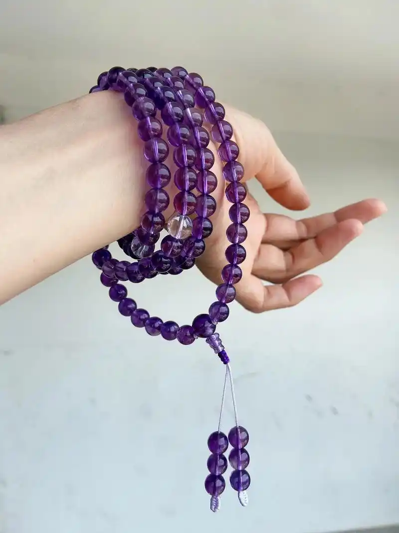 1 - Buddha Bodhis Meditating with Amethyst Mala Beads