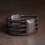 Multi-Strand Ebony Bracelet | Architectural Grounding Cuff - Buddha Bodhis Multi-Strand Ebony Bracelet Architectural Grounding Cuff