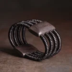 Multi-Strand Ebony Bracelet | Architectural Grounding Cuff 2 - Buddha Bodhis Multi-Strand Ebony Bracelet Architectural Grounding Cuff