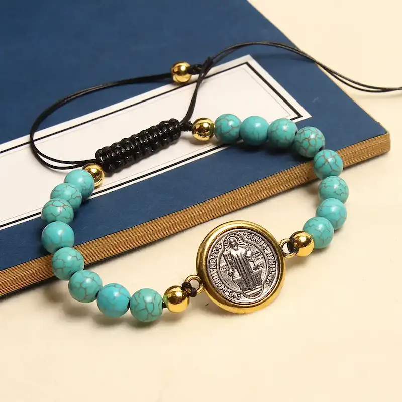 Natural Red Agate & Turquoise God of Wealth Bracelet | Joyful Abundance 1 - Buddha Bodhis Natural Blue Turquoise Stone