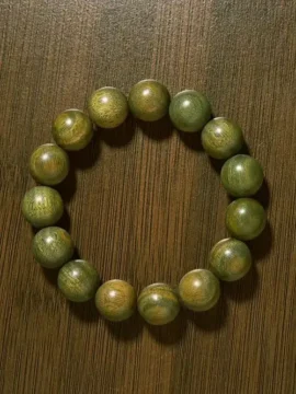 2 - Buddha Bodhis Natural Green Sandalwood Mala with Crystal Bloom