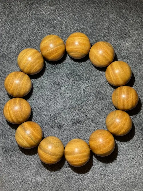 1 - Buddha Bodhis Natural Green Sandalwood Mala with Crystal Bloom