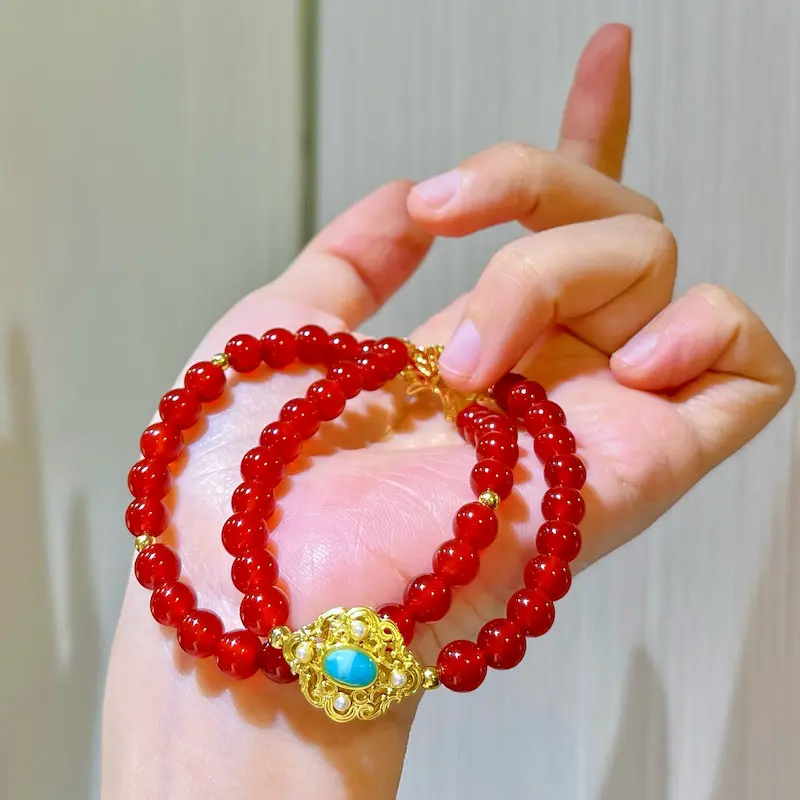 Handcrafted Hetian Jade Bracelet | Calming Eaglewood & Southern Red Agate Amulet - Buddha Bodhis Natural Orange Carnelian Stone for Creativity