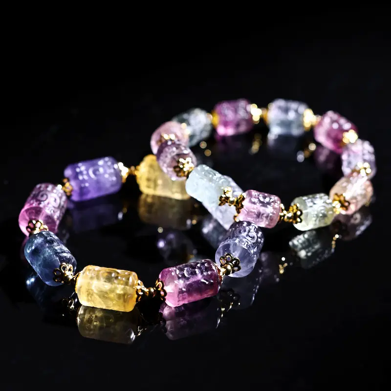 - Buddha Bodhis Natural Rainbow Fluorite Crystal for Focus and Study