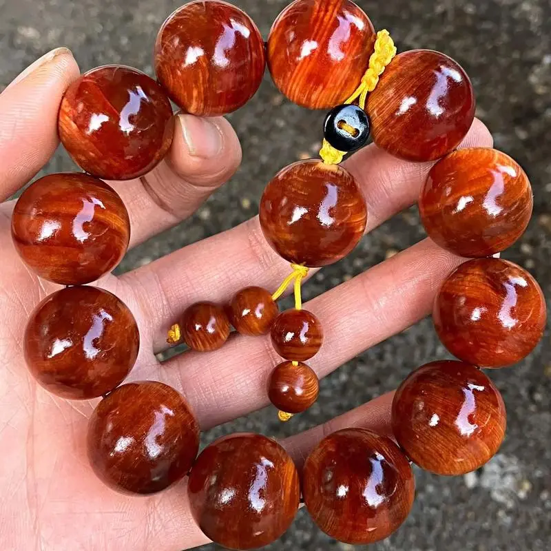 - Buddha Bodhis Natural Thuja Burl Wood Mala Beads with Unique Grain