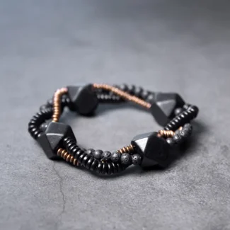 Primal Weave An Ebony and Lava Stone Bracelet